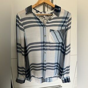 B7-36 Striped Button-Up Blouse